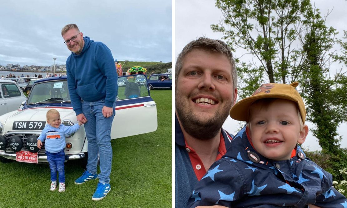 Left - Dad Philip with Son Jack, Right - Dad Ian with Son Bertie